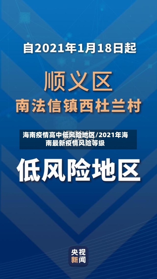 海南疫情高中低风险地区/2021年海南最新疫情风险等级