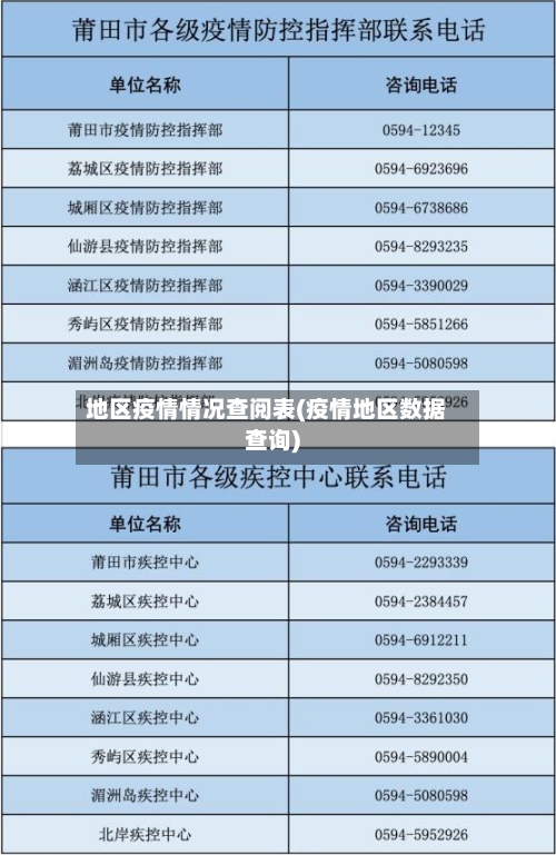 地区疫情情况查阅表(疫情地区数据查询)